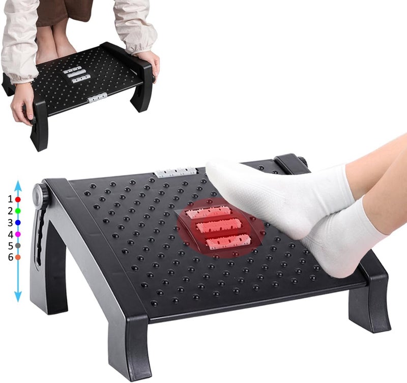 Gulf user preference oriented build Foot Rest Desk Footstool Footrest Foot Stool Desk 6 Adjustable Heights Plastic Footstool with Massage Surface for Home, Office, Travel and Gaming Quick use-switch compatible build - Image 1