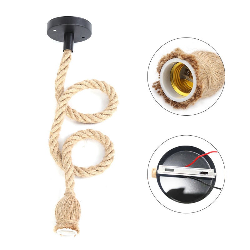Decorative Lighting: Khaki Hemp Rope - Effortless Installation With E27 Lamp Base Energy-efficient Eco-friendly Long Lifespan Vintage Style for Home Romantic Atmosphere - Image 2