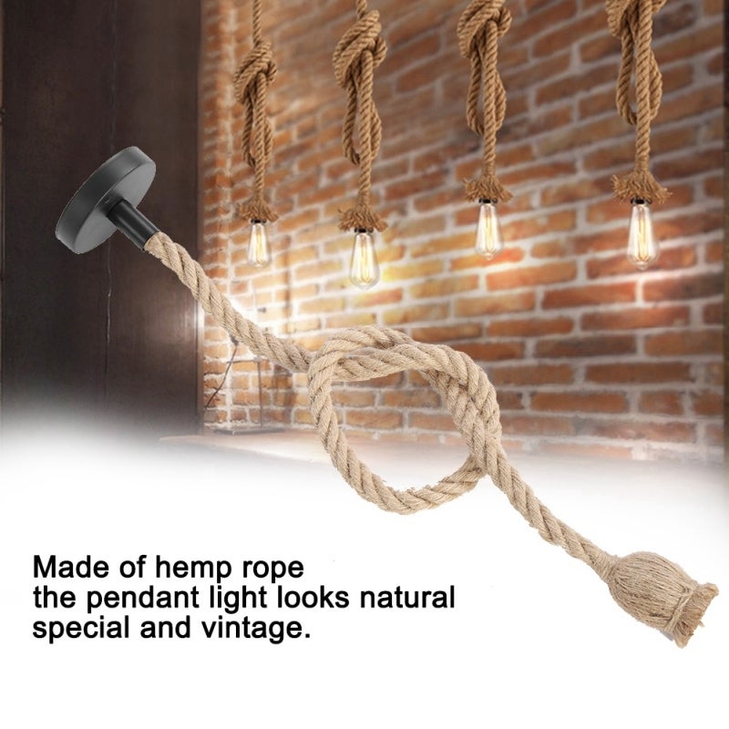 Decorative Lighting: Khaki Hemp Rope - Effortless Installation With E27 Lamp Base Energy-efficient Eco-friendly Long Lifespan Vintage Style for Home Romantic Atmosphere - Image 1