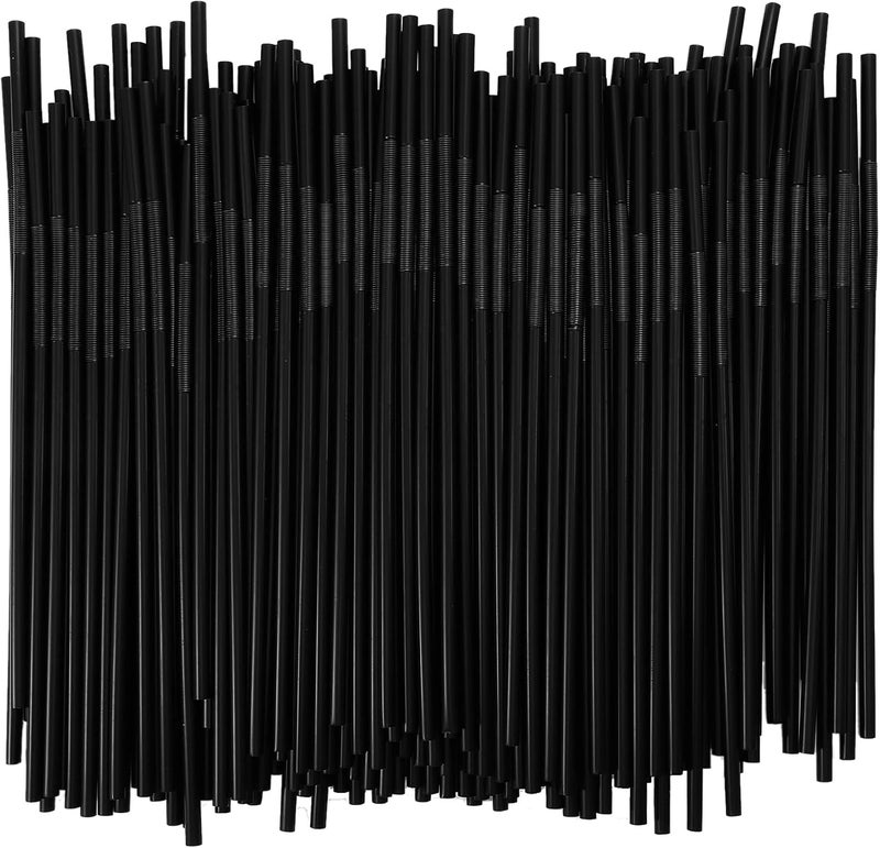 Loccmat 500 Pcs Black Straws,Disposable Plastic Drinking Straws,Extra Long Flexible Straws,Disposable Bendy Straws for Party,BPA-Free Plastic Straws,10.2" Long and 0.23'' Diameter (Black) - Image 1