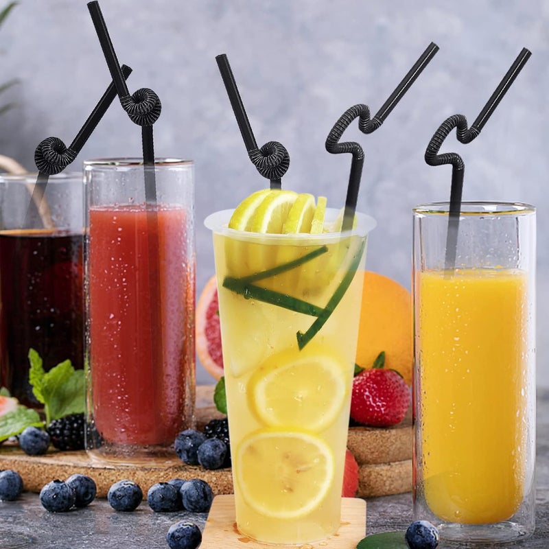 Loccmat 500 Pcs Black Straws,Disposable Plastic Drinking Straws,Extra Long Flexible Straws,Disposable Bendy Straws for Party,BPA-Free Plastic Straws,10.2" Long and 0.23'' Diameter (Black) - Image 4