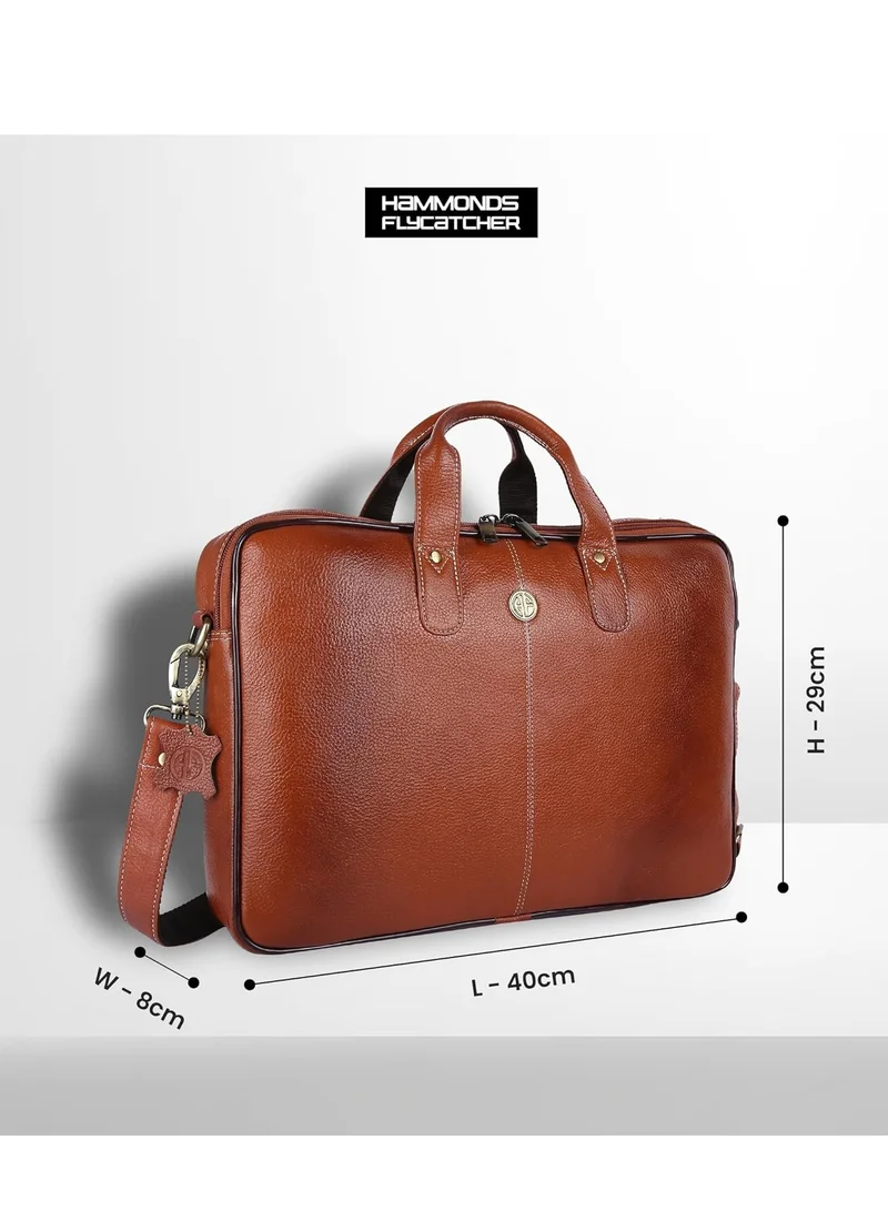  هاموندز فلاي كاتشر حقيبة كمبيوتر محمول جلدية مقاس 15.6 بوصة حقيبة رسول | مقصورة كمبيوتر محمول مبطنة | حقيبة مكتب LB106، أسمر ضارب للصفرة |  M78K