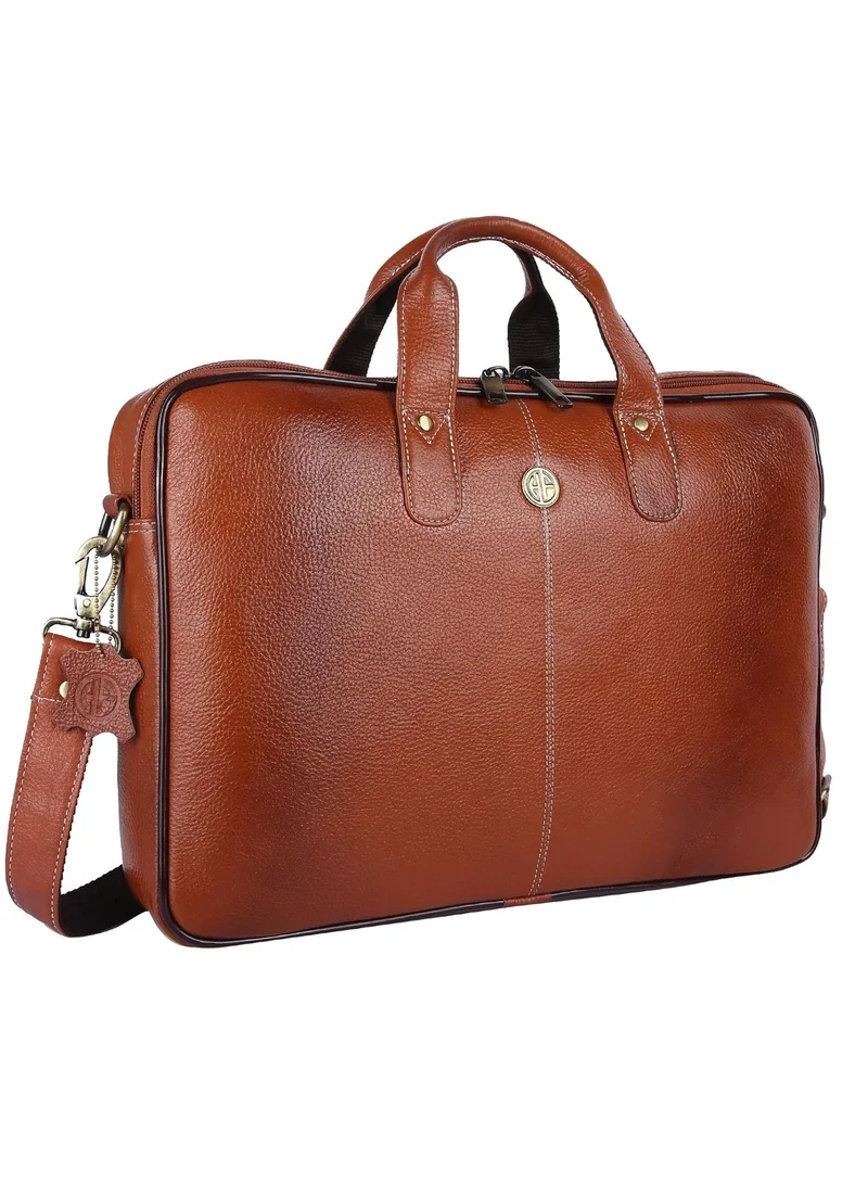  هاموندز فلاي كاتشر حقيبة كمبيوتر محمول جلدية مقاس 15.6 بوصة حقيبة رسول | مقصورة كمبيوتر محمول مبطنة | حقيبة مكتب LB106، أسمر ضارب للصفرة |  M78K