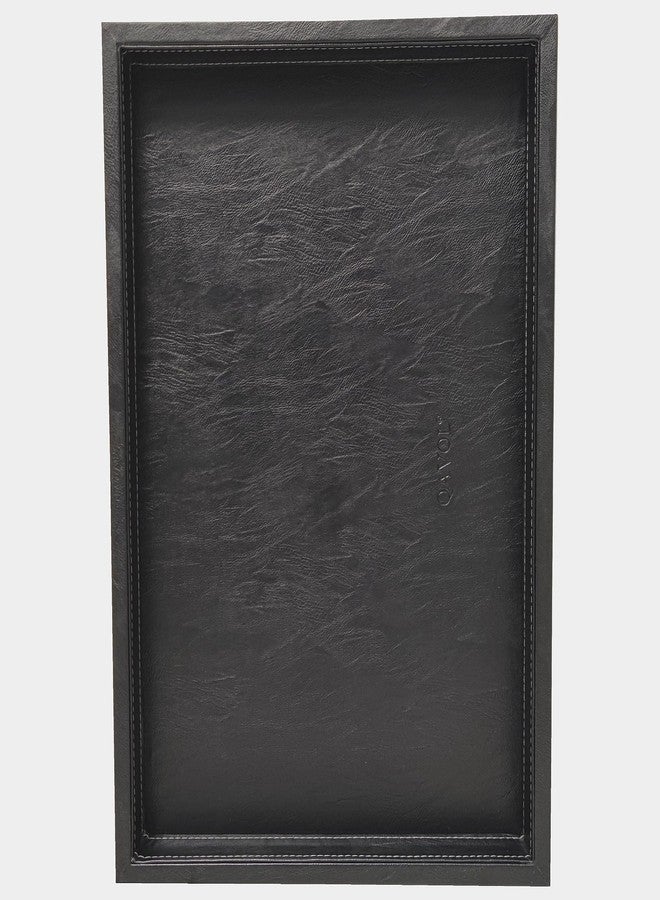 QAVOL 20 * 14 inches high-end light luxury leather rectangle oversized service tray, Ottoman Tray，Coffee Tray, Food Tray, Family Dinner, Out-of-House Picnic, Party Essential Tray (black, 20*14 inch) - Image 1