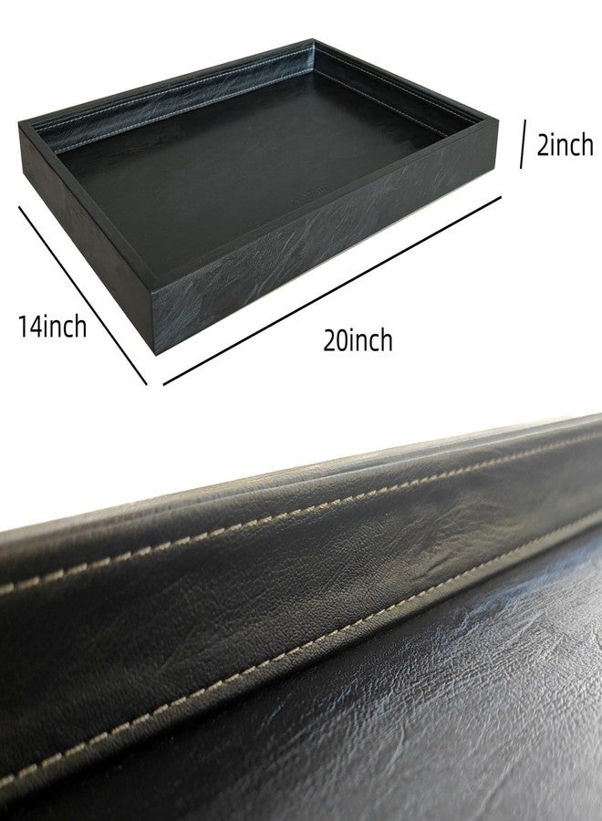 QAVOL 20 * 14 inches high-end light luxury leather rectangle oversized service tray, Ottoman Tray，Coffee Tray, Food Tray, Family Dinner, Out-of-House Picnic, Party Essential Tray (black, 20*14 inch) - Image 5