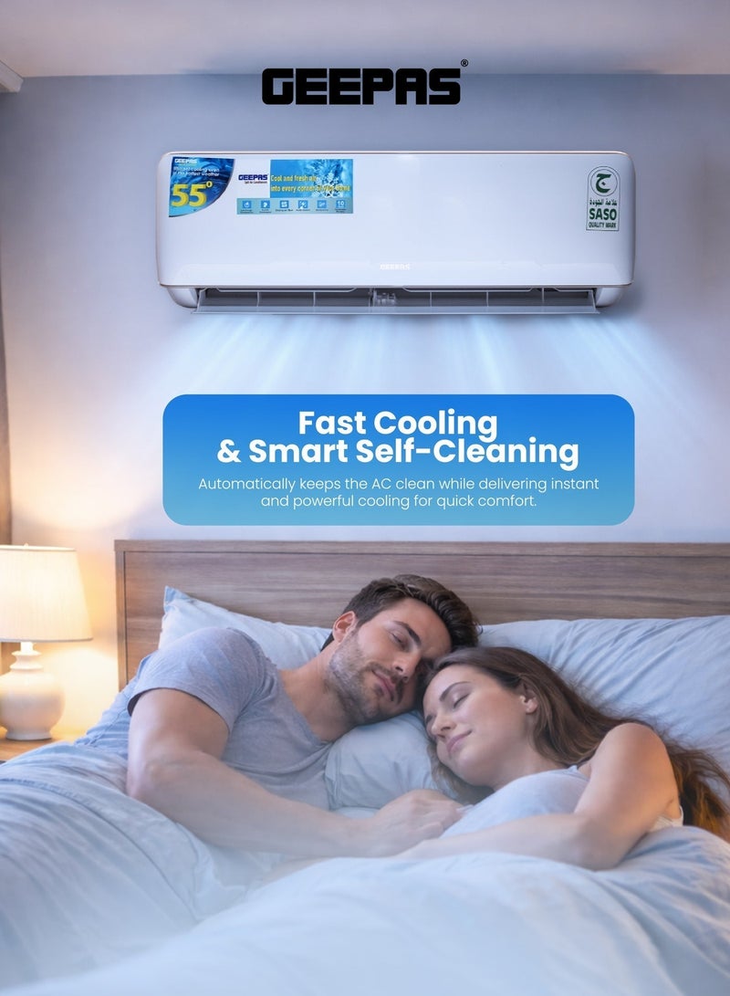 GEEPAS 1.5 Ton Split Air Conditioner (18,000 BTU) Inverter | 4D Airflow & Smart Self-Cleaning | Auto-Diagnosis & 10-Year Compressor Warranty GACS1828KRCA White - Image 3
