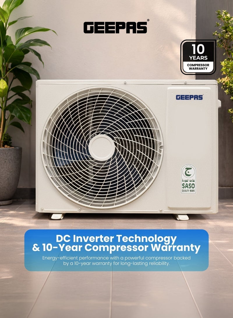 GEEPAS 1.5 Ton Split Air Conditioner (18,000 BTU) Inverter | 4D Airflow & Smart Self-Cleaning | Auto-Diagnosis & 10-Year Compressor Warranty GACS1828KRCA White - Image 5