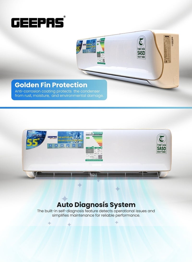 GEEPAS 1.5 Ton Split Air Conditioner (18,000 BTU) Inverter | 4D Airflow & Smart Self-Cleaning | Auto-Diagnosis & 10-Year Compressor Warranty GACS1828KRCA White - Image 4