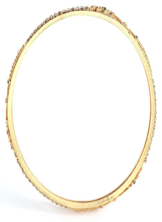 KENNICE Set Of 8 Gold-Plated Brass American Diamond Studded Meenakari Bangle Set Jewellery For Women & Girls - Image 5