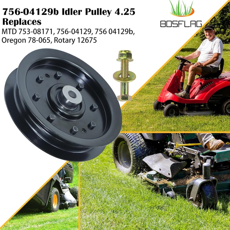 BOSFLAG 753-08171 Idler Pulley Kit Replaces MTD 753-08171 Cub Cadet Idler Pulley Kit, 756-04129, 756-04129b Idler Pulley, MTD 75308171 Pulley, 753-08068 for Cub Cadet ltx1050, ltx1040, RZT50 Tractors - Image 2
