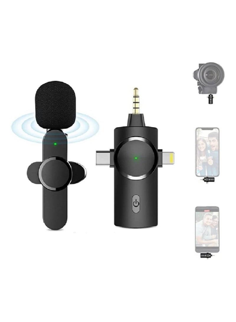 Wireless Lavalier Microphone,3-in-1 Plug-Play Lapel Microphone for iPhone iPad Android Camera for Recording,YouTube,TikTok, Facebook Live Stream,Noise Reduction Auto-Sync (NO APP or Bluetooth Needed) - Image 1