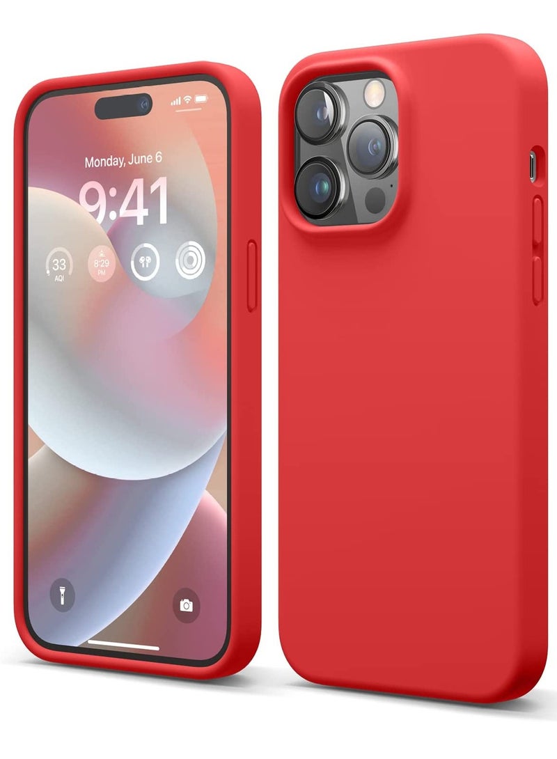 Liquid Silicone Case Compatible with iPhone 14 Pro MAX Case (6.7"), Premium Silicone, Full Protection - 4 Layer Shockproof Case, Soft Anti-Scratch Microfiber Lining (Red) - Image 1