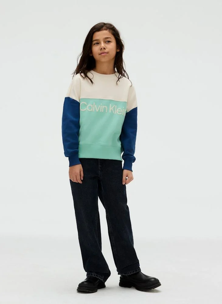 كالفن كلاين جينز Kids Terry Blocking Crew Neck Sweatshirt