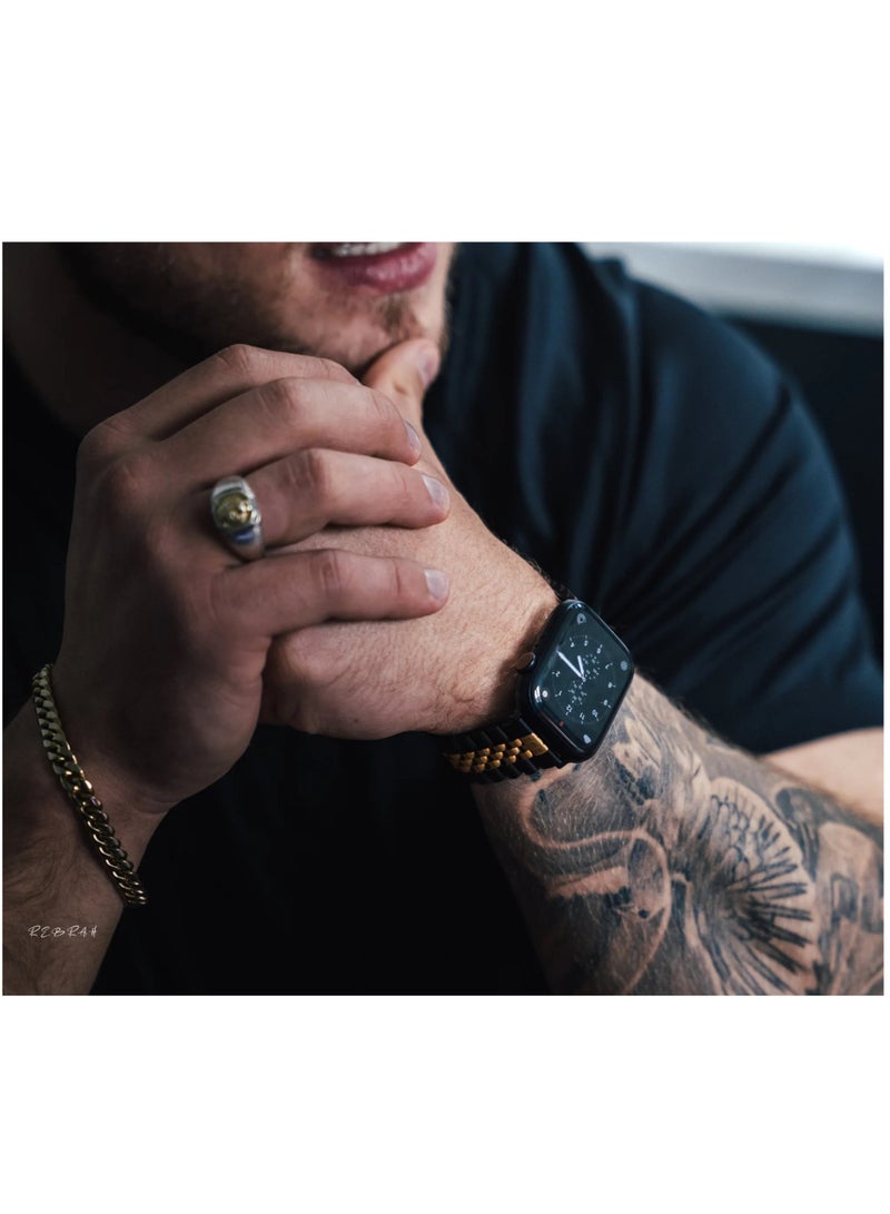 ELTRAZONE Stainless Steel Metal Strap Compatible Apple Watch 49mm/45mm/44mm/42mm with Add on Screen Protector | Case Protector - Image 3