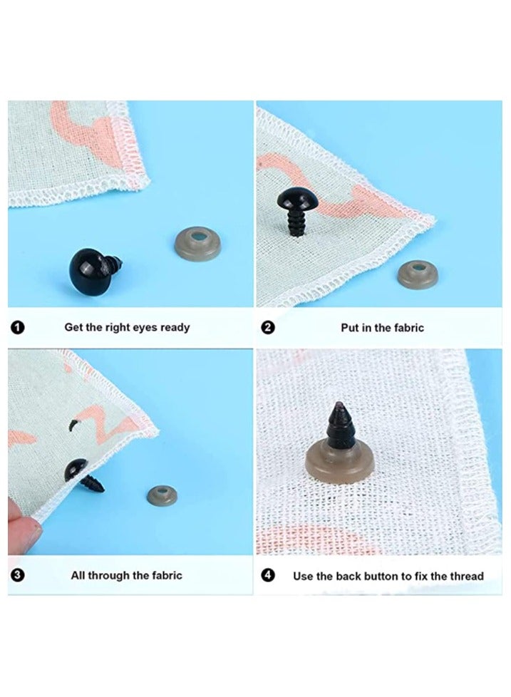 SYOSI 500 Pieces Plastic Eyes Black Crafts Safety Eyes Stuffed Toys Snap Animal Scrapbooking Puppet Dolls DIY Accessories with Washers for Crochet Animal Crafts Doll Making Bulk 4 Sizes - Image 5