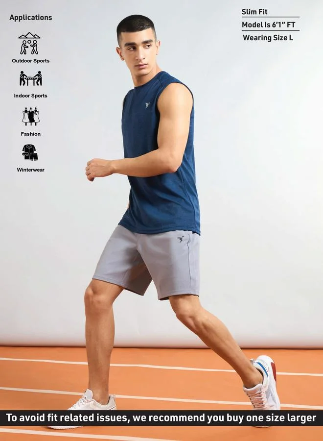 Technosport Technosport Solid Slim Fit Sports Shorts with Drawstring