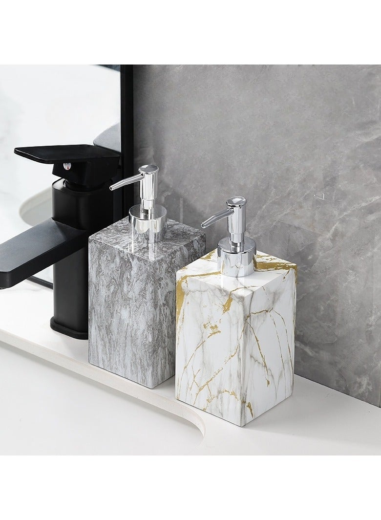 JiFENG Soap Dispenser Resin 500ml-Pump Bottle for Hand Wash & Shower Gel Bathroom & Kitchen Refillable Bottle(Silver&White) - Image 5