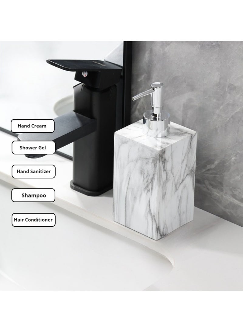 JiFENG Soap Dispenser Resin 500ml-Pump Bottle for Hand Wash & Shower Gel Bathroom & Kitchen Refillable Bottle(Silver&White) - Image 1