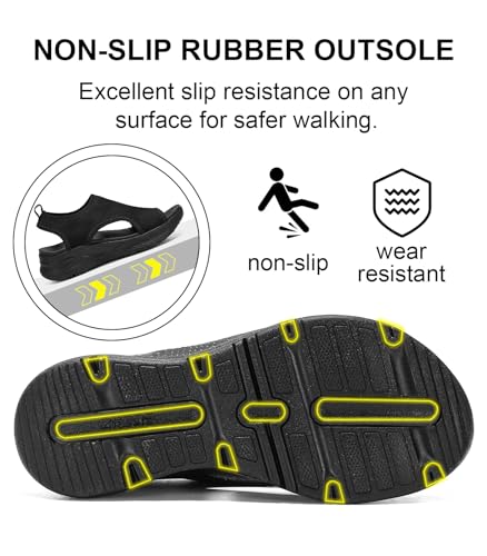 GoodValue Womens Comfortable Orthopedic Sandals Arch Support Ladies Walking Sport Athletic Sandals Open Toe Slip On Plantar Fasciitis Platform Dress Sandal 2 Inches Heel - Image 4