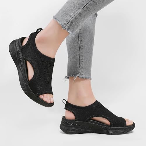 GoodValue Womens Comfortable Orthopedic Sandals Arch Support Ladies Walking Sport Athletic Sandals Open Toe Slip On Plantar Fasciitis Platform Dress Sandal 2 Inches Heel - Image 5