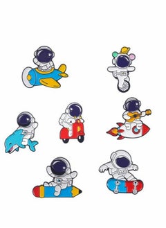 Excefore Metal Astronaut Enamel Pins Set, for Jackets Backpack Shirt Lapel Badges Pins Aesthetic Brooch, 7 Packs  - Image 1
