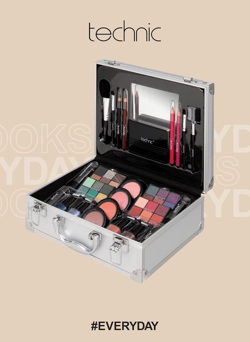 Technic Technic 28 Pcs Carry All Full Make Up Kit In a Trunk Train Case Including Makeup Brushes, Eye Shadows, Nail Polish, Blushers, Lipsticks and More - Image 4