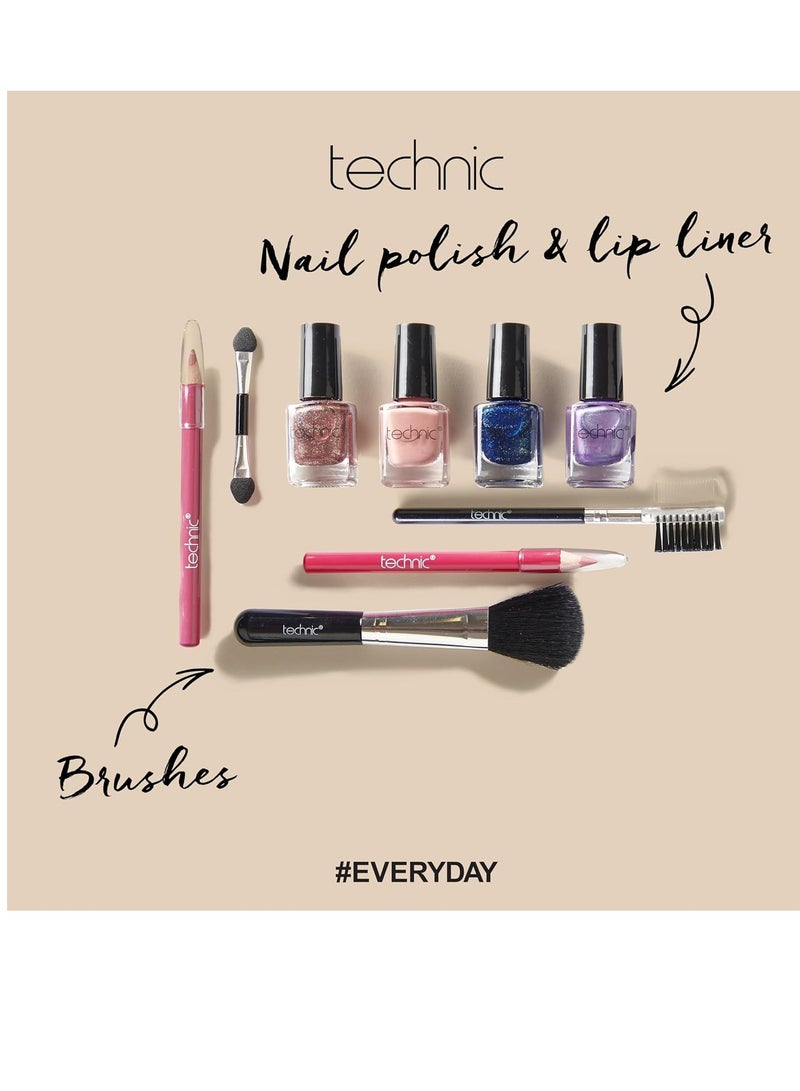 Technic Technic 28 Pcs Carry All Full Make Up Kit In a Trunk Train Case Including Makeup Brushes, Eye Shadows, Nail Polish, Blushers, Lipsticks and More - Image 2