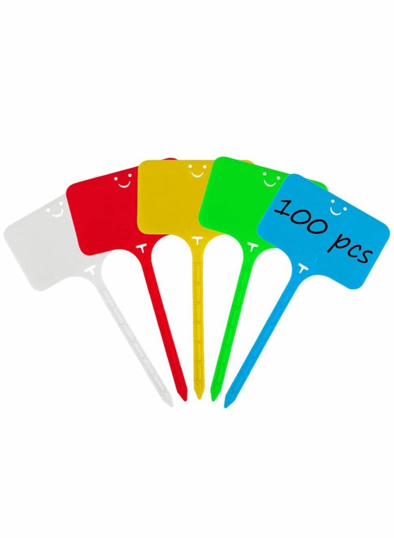SYOSI Plastic Plant Labels, T-Type Colorful Waterproof Garden Tag, Plant Nursery Labels Pot Marker Garden Stake Tags (100 Pcs, 5 * 10 cm) - Image 1