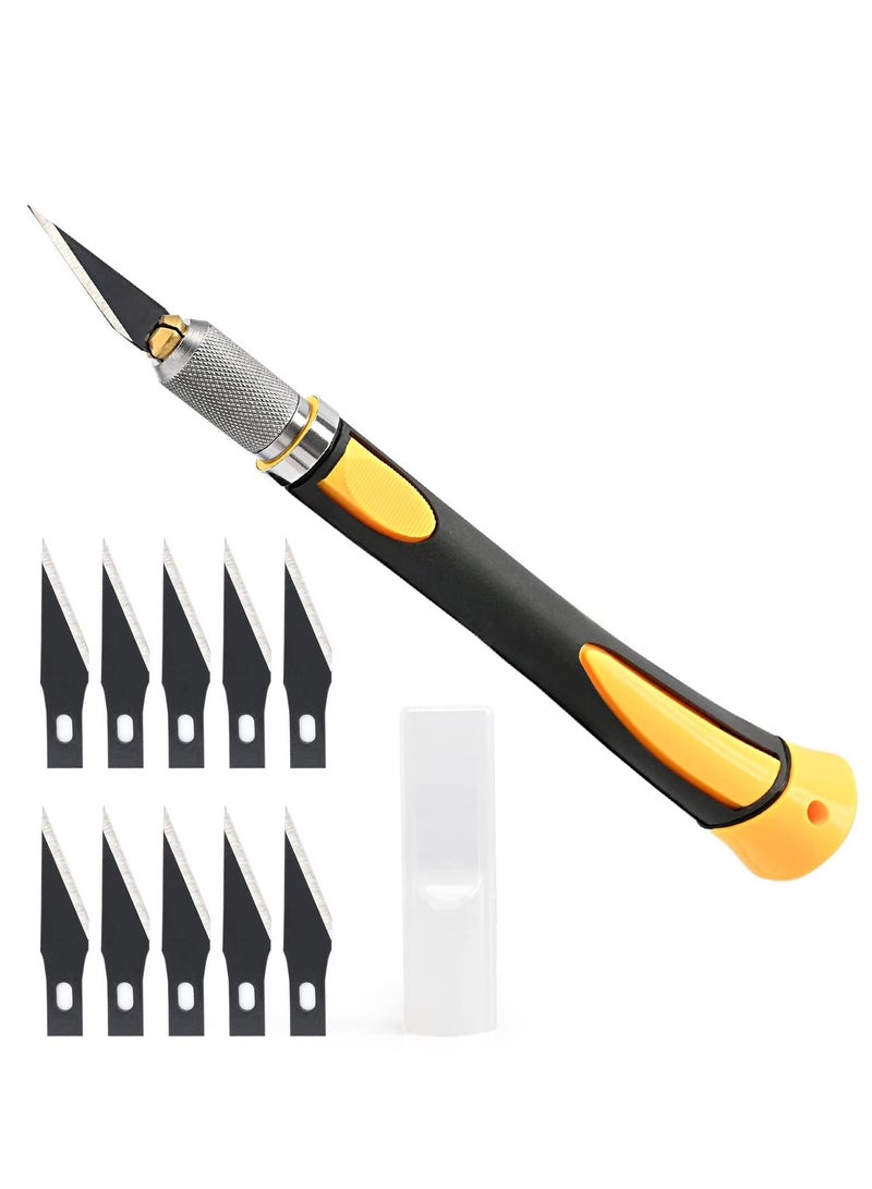 NIBEMINENT Precision Hobby Knife Set Utility Exacto with 10 PCS Fine Point Razor Art Tool for Architecture Modeling, Pumpkin Cutting, Scrapbooking, Wood Working Stencil  - Image 1