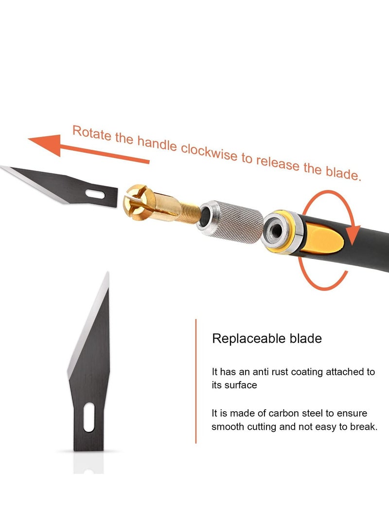 Precision Hobby Knife Set Utility Exacto with 10 PCS Fine Point Razor Art Tool for Architecture Modeling, Pumpkin Cutting, Scrapbooking, Wood Working Stencil