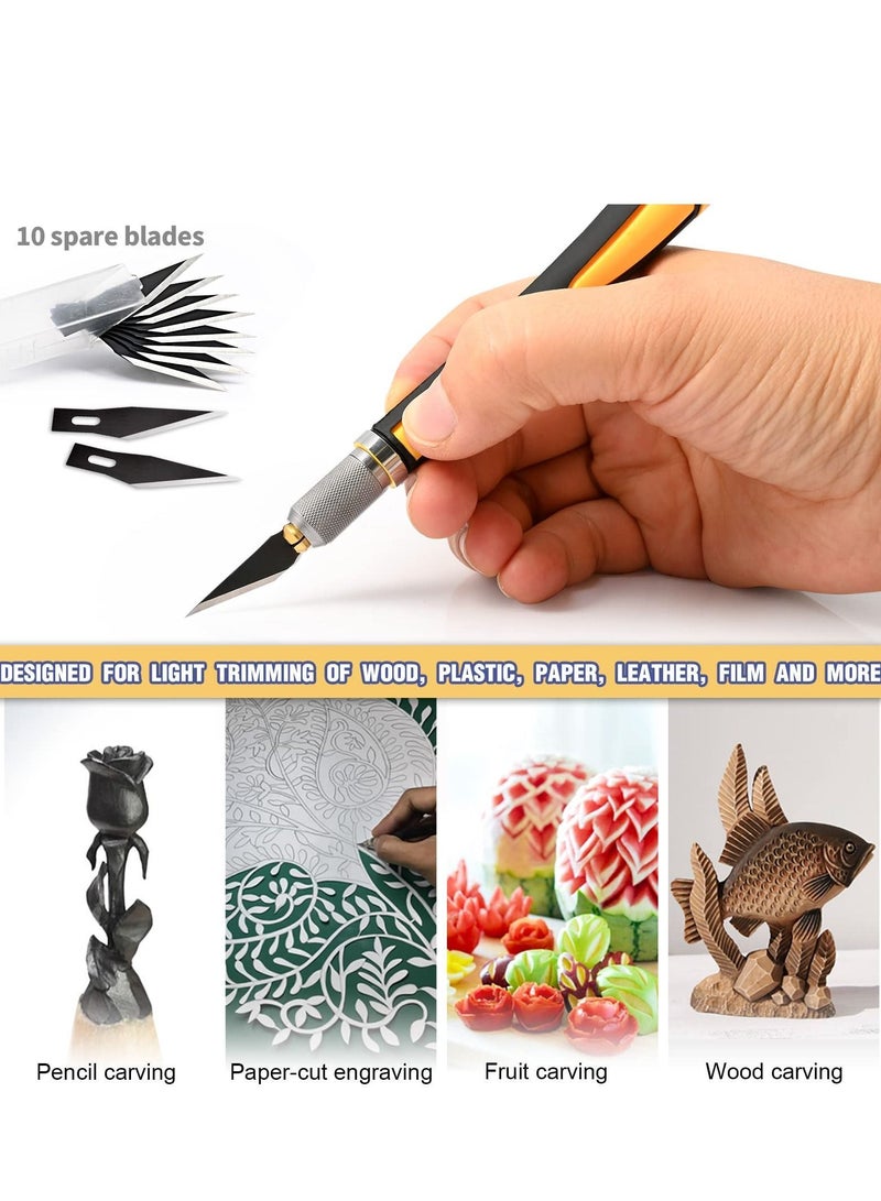NIBEMINENT Precision Hobby Knife Set Utility Exacto with 10 PCS Fine Point Razor Art Tool for Architecture Modeling, Pumpkin Cutting, Scrapbooking, Wood Working Stencil  - Image 3