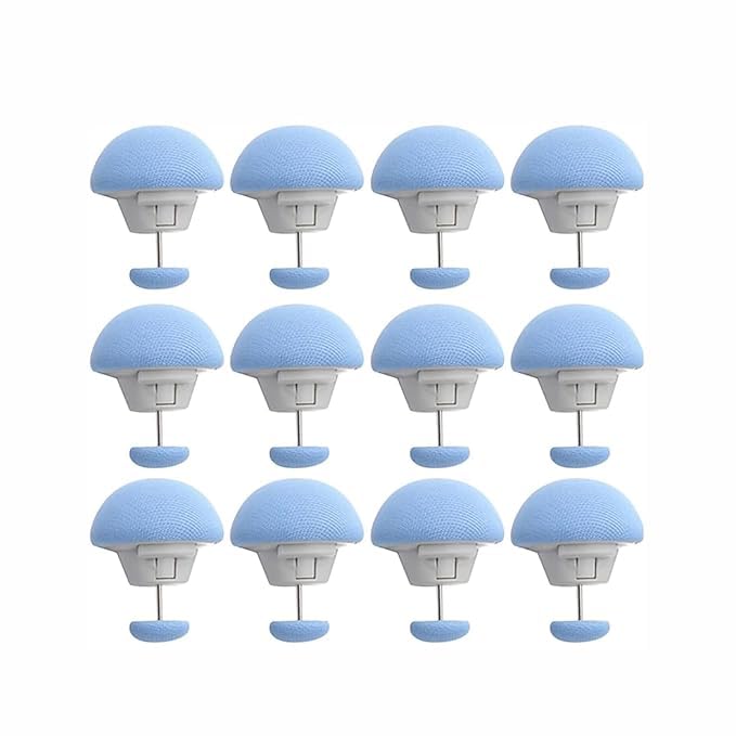 CUZWAVE Clips Mushroom Duvet Cover Pins Cotton Quilt Fixer Duvet Fasteners Grippers Anti-Movement Bed Quilt Clamps Sheet Quilt Holder Clips for Socks Curtains Quilt Cove (12, Blue) - Image 1
