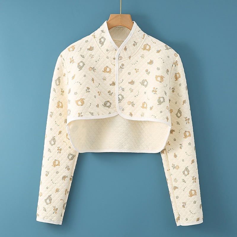 Generic Cotton Shoulder Warmer Wrap Unisex Elderly Long back [flower elephant]] 