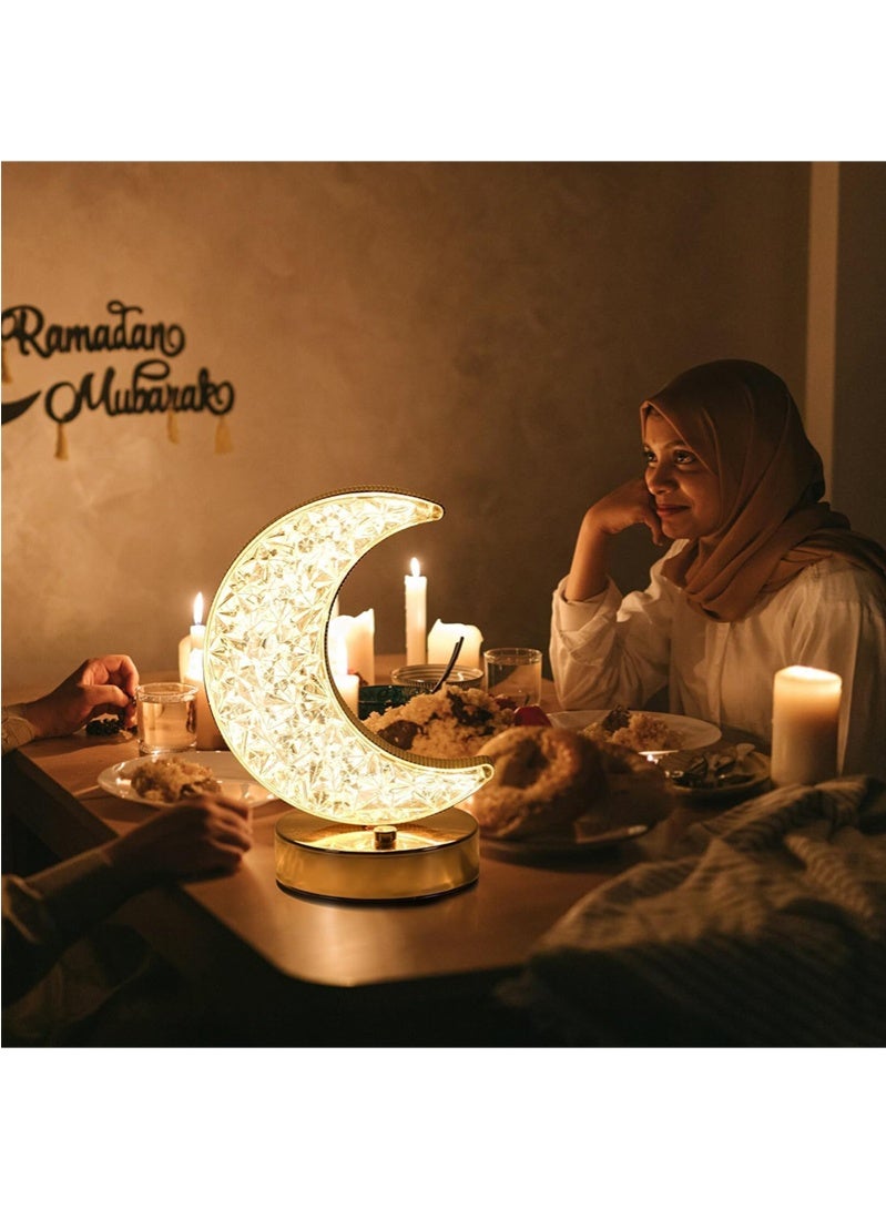 بوميفار ضوء رمضان، زينة رمضان مصباح طاولة، مصباح ليل على شكل قمر مصباح ليل LED يعمل باللمس مصباح مكتب لغرفة النوم المنزلية غرفة المعيشة زينة الطاولة (القمر) - Image 4