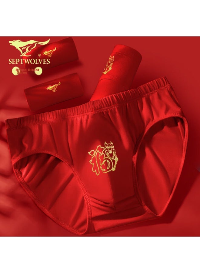 Septwolves Septwolves Men's Cotton Triangle Underwear With High Elasticity And Mid-rise Waist For Year Of The Snake, Good Luck, Wedding, Gold, And Antibacterial Underpants  - Image 4