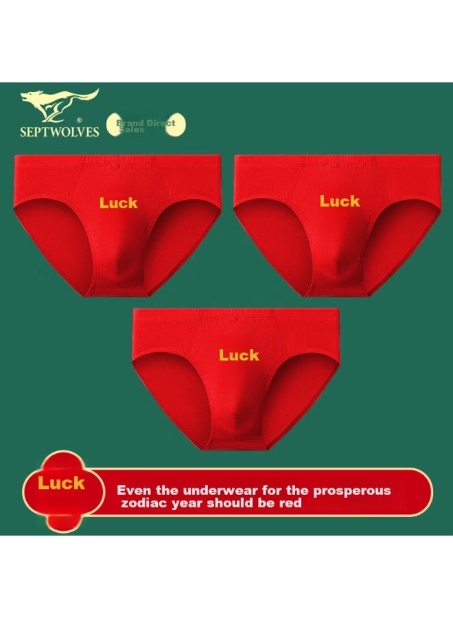 Septwolves Septwolves Men's Cotton Triangle Underwear With High Elasticity And Mid-rise Waist For Year Of The Snake, Good Luck, Wedding, Gold, And Antibacterial Underpants  - Image 1