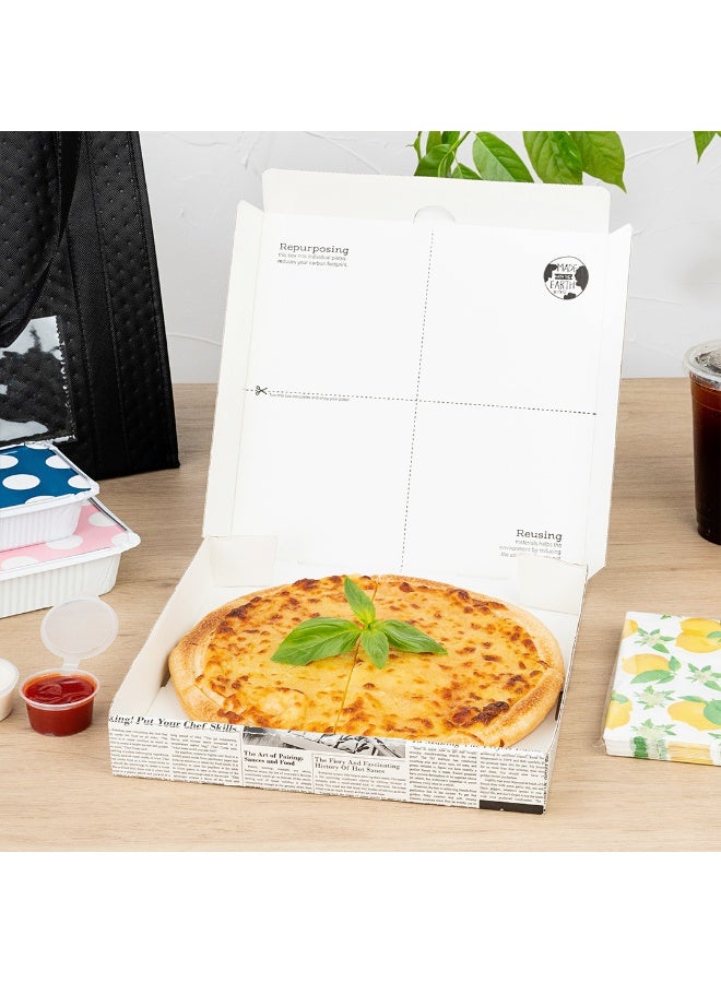 Restaurantware صناديق بيتزا إيكو باي 10.6 × 10.6 × 1.7 بوصة، 50 صندوق بيتزا كرتوني للتوصيل - يمكن إعادة استخدامها كأطباق، قوية، صناديق طعام من ورق الجرائد والورق الأبيض، مقاومة للدهون، قابلة للتخلص منها - Image 3