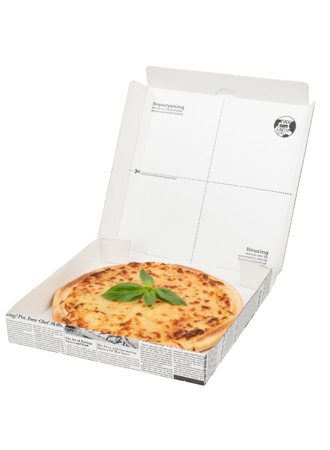 Restaurantware صناديق بيتزا إيكو باي 10.6 × 10.6 × 1.7 بوصة، 50 صندوق بيتزا كرتوني للتوصيل - يمكن إعادة استخدامها كأطباق، قوية، صناديق طعام من ورق الجرائد والورق الأبيض، مقاومة للدهون، قابلة للتخلص منها - Image 2