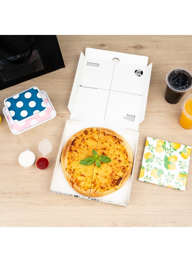 Restaurantware صناديق بيتزا إيكو باي 10.6 × 10.6 × 1.7 بوصة، 50 صندوق بيتزا كرتوني للتوصيل - يمكن إعادة استخدامها كأطباق، قوية، صناديق طعام من ورق الجرائد والورق الأبيض، مقاومة للدهون، قابلة للتخلص منها - Image 4