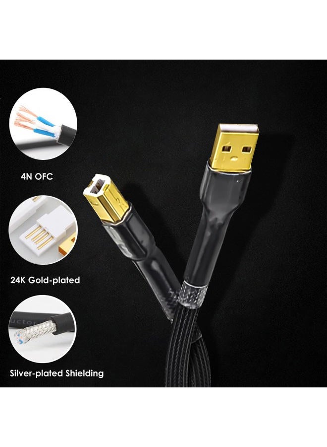 VIBORG HiFi USB Cable 4N OFC USB2.0 A-Male to B-Male Digital Audio DAC Cable, Professional USB Cord Wire (1.6FT/0.5M) - Image 5