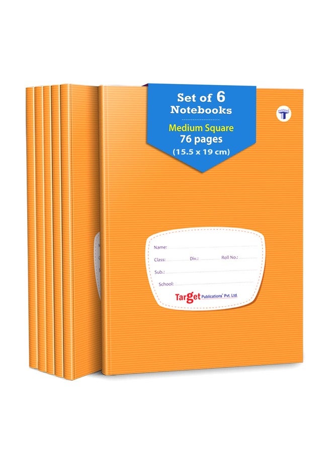 TARGET PUBLICATIONS Medium Square Maths Notebooks for Kids and Students | 76 Ruled Pages | Maths Practice Books for Children | 15.5 cm x 19 cm Approx | Hard Bound Cover | Pack of 6 | GSM 57 - Image 1