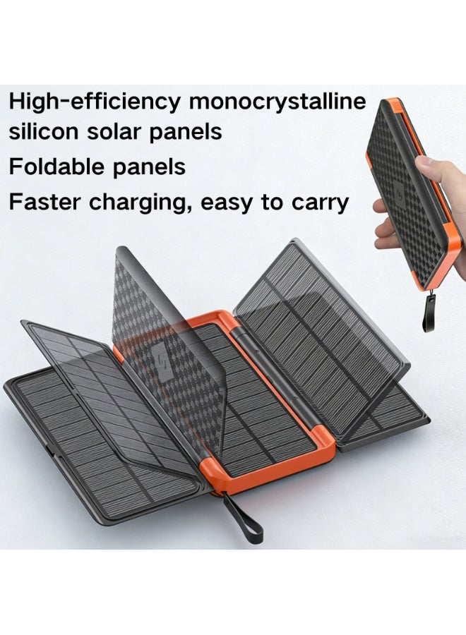 Domars Solar Portable Charger, 20000mAh Solar Power Bank with Foldable Solar Panels, 15W Wireless Charger, 4 Outputs, LED Flashlight, IP65 Waterproof Outdoor Solar Battery Pack for Camping, Hiking, Mountain Climbing,Emergency - Image 2