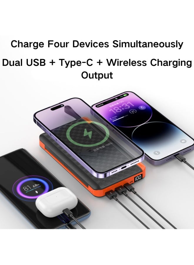 Domars Solar Portable Charger, 20000mAh Solar Power Bank with Foldable Solar Panels, 15W Wireless Charger, 4 Outputs, LED Flashlight, IP65 Waterproof Outdoor Solar Battery Pack for Camping, Hiking, Mountain Climbing,Emergency - Image 4