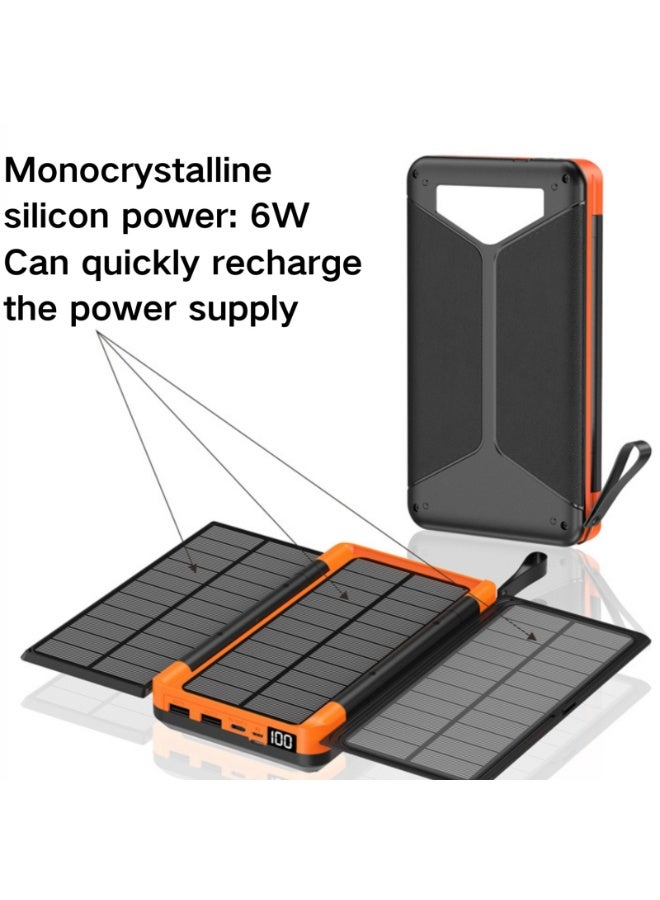 Domars Solar Portable Charger, 20000mAh Solar Power Bank with Foldable Solar Panels, 15W Wireless Charger, 4 Outputs, LED Flashlight, IP65 Waterproof Outdoor Solar Battery Pack for Camping, Hiking, Mountain Climbing,Emergency - Image 3