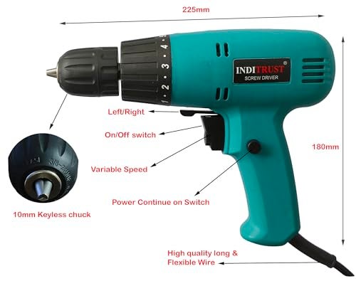Inditrust 350W Electric screwdriver machine 10mm WITH 6 MONTHS WARRANTY 100% Copper Winding left/right rotation and speed control - Image 4