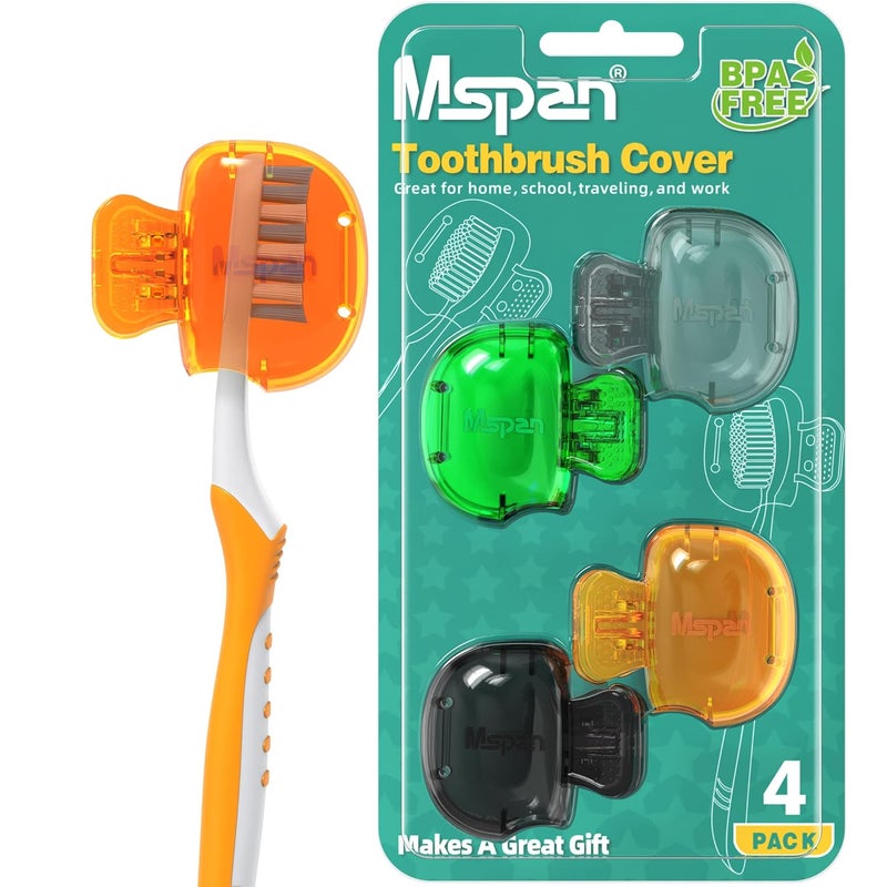 Mspan Electric Toothbrush Cover Cap: Brush Head Protector Cute Plastic Clip Pod - Toothbrush Travel Case for Traveling & Home - 4 Packs - Image 1