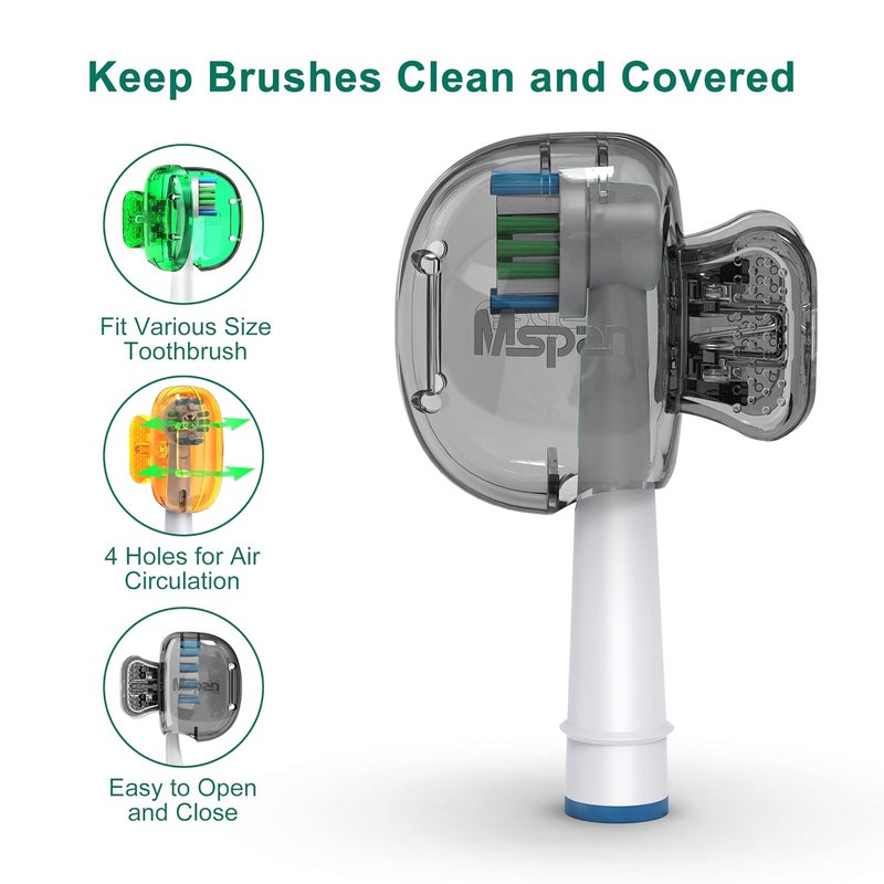 Mspan Electric Toothbrush Cover Cap: Brush Head Protector Cute Plastic Clip Pod - Toothbrush Travel Case for Traveling & Home - 4 Packs - Image 3