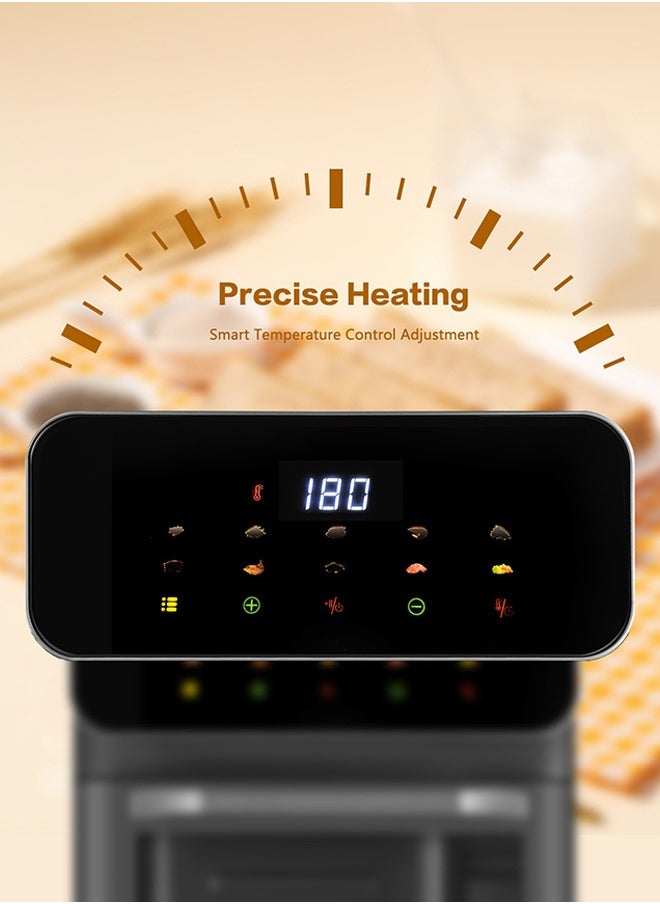 Generic - Digital air fryer large size, windowable, one-touch panel, 360° turbo airflow technology, built-in baking tray, automatic memory power-off, dishwasher safe 12L 2000W GA-5003 black - Image 1
