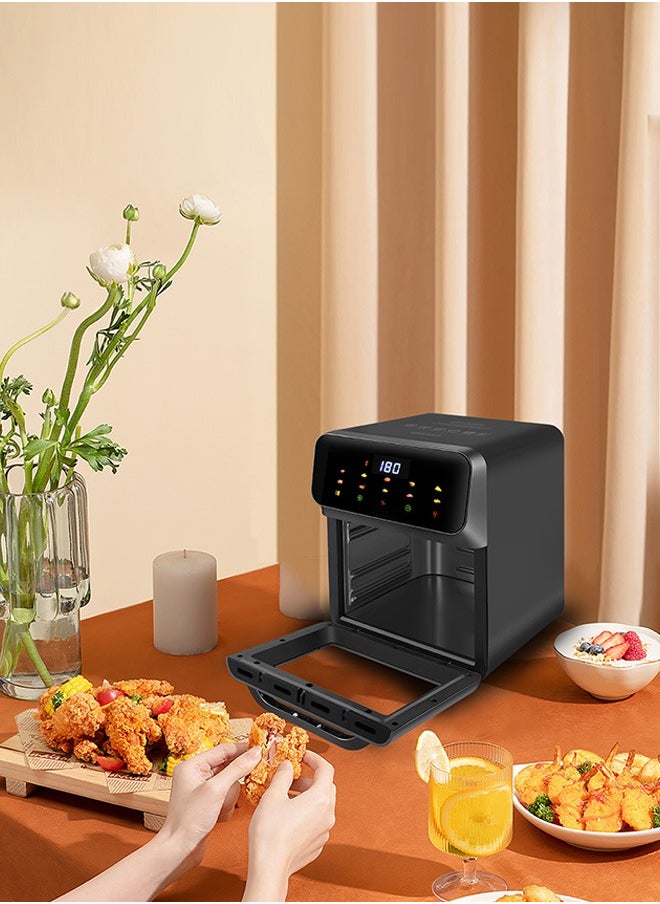 Generic - Digital air fryer large size, windowable, one-touch panel, 360° turbo airflow technology, built-in baking tray, automatic memory power-off, dishwasher safe 12L 2000W GA-5003 black - Image 1