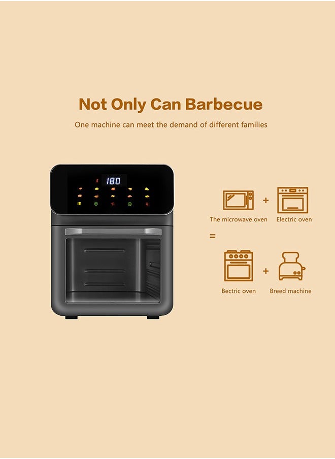 Generic - Digital air fryer large size, windowable, one-touch panel, 360° turbo airflow technology, built-in baking tray, automatic memory power-off, dishwasher safe 12L 2000W GA-5003 black - Image 1